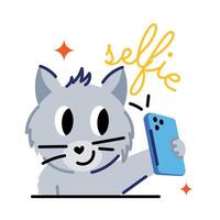 de moda gato selfie vector