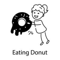 Trendy Eating Donut vector