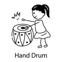 Trendy Hand Drum vector