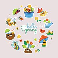 Trendy Hello Spring vector