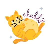 Trendy Chubby Cat vector