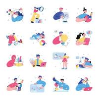 Trendy Set of Market Research Mini Hand Drawn Illustrations vector