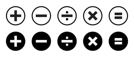 Calculator key icon vector. Plus, minus, division, multiplication, and equality symbol vector