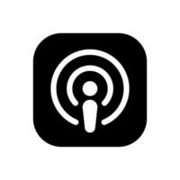 Podcast icon vector on square background. Podcasting, broadcast concept