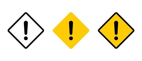 Warning sign icon vector. Exclamation mark symbol on square. Road symbol vector