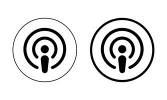 Podcast icon vector on circle line. Podcasting sign symbol