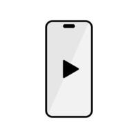 Play button on smartphone screen icon vector