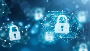 AI generated Protecting data, networks, and financial transactions with cybersecurity measures and encryption photo