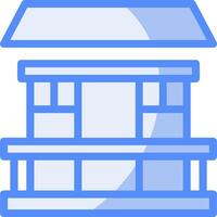 Balcony Line Filled Blue icon vector