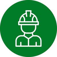 Factory Worker Outline Circle Icon vector