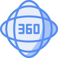 impacto 360 línea lleno azul icono vector