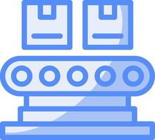 Conveyor Belt Line Filled Blue Icon vector