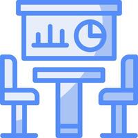 Meeting Room Line Filled Blue Icon vector