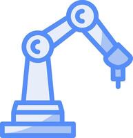 Robot Arm Line Filled Blue Icon vector