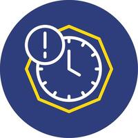 Clock with Deadline Dual Line Circle Icon vector