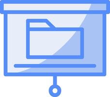 Presentation Folder Line Filled Blue Icon vector