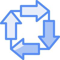 Counter Clockwise Arrows Line Filled Blue Icon vector