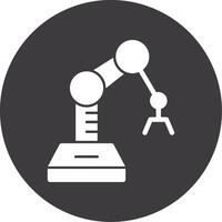 Industry Robot Arm Glyph Circle Icon vector