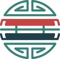 Shou Character Glyph Multi Color Icon vector