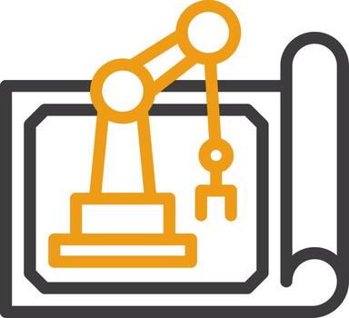 Robot Blueprint Two Color Icon vector