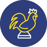 Golden Rooster Dual Line Circle Icon vector