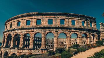 Pula, Croacia. antiguo restos de el romano anfiteatro, istria península. foto