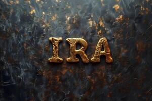 AI Generated Word IRA on shabby background. photo