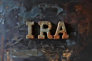 AI Generated Word IRA on shabby background. photo