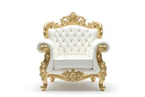 AI Generated White leather capitonner technique armchair on white background photo