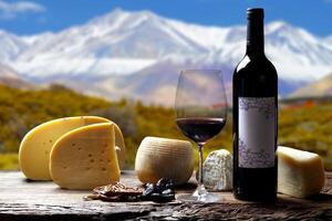 Red wine with cheese photo
