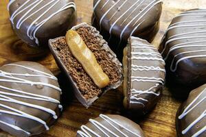 Honey bread filled with dulce de leche photo