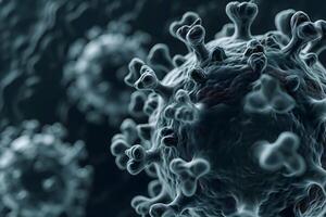 AI Generated many black coronaviruses micro scene background photo