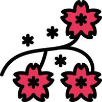 Cherry Blossom Branch Line Filled vector