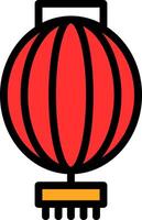 Red Lantern Line Filled vector