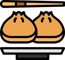 Shrimp Dumpling Line Filled vector