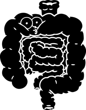 Karikatur überrascht Innereien solide schwarz Symbol png