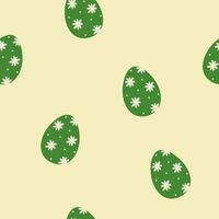 Seamless pattern with Easter Eggs. Green colored easter eggs in hand drawn style. Easter colored eggs simple pattern. For printing on fabric. vector