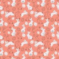 CUTE BUNNY WITH EASTER EGG SEAMLESS PATTERN DESIGN vector