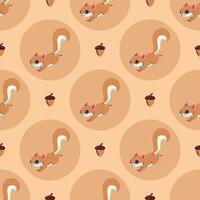 A CUTE SQUIRREL WITH ACORN SEAMLESS PATTERN vector