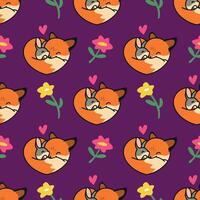 CUTE FOX AND RABBIT HUG EACH OTHER SEAMLESS PATTERN DESIGN vector