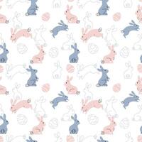 EASTER EGG AND BUNNY SEAMLESS PATTERN vector