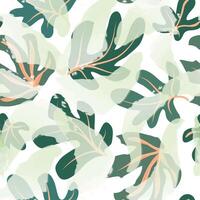 Floral seamless pattern. Branch with leaves ornamental texture. Flourish nature summer garden watercolor textured background vector