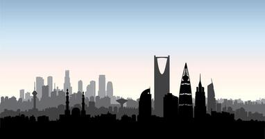 Riyadh city skyline. Cityscape silhouette with landmarks. Urban background vector