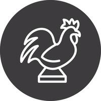 Golden Rooster Outline Circle Icon vector