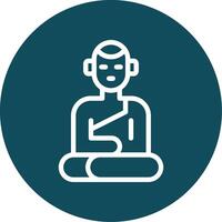 Buddha Statue Outline Circle Icon vector