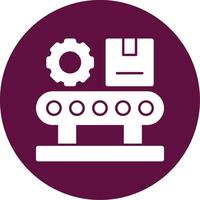 Assembly Line Glyph Circle Icon vector