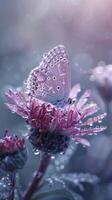 ai generado hermosa mariposa en un flor en contra bokeh antecedentes foto