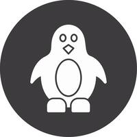 pingüino glifo circulo icono vector