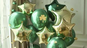 ai generado San Patricio día fiesta decoración con globos foto