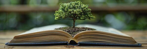 AI generated World Environment Day. Exploring Nature Beauty Through the Pages of a Book photo